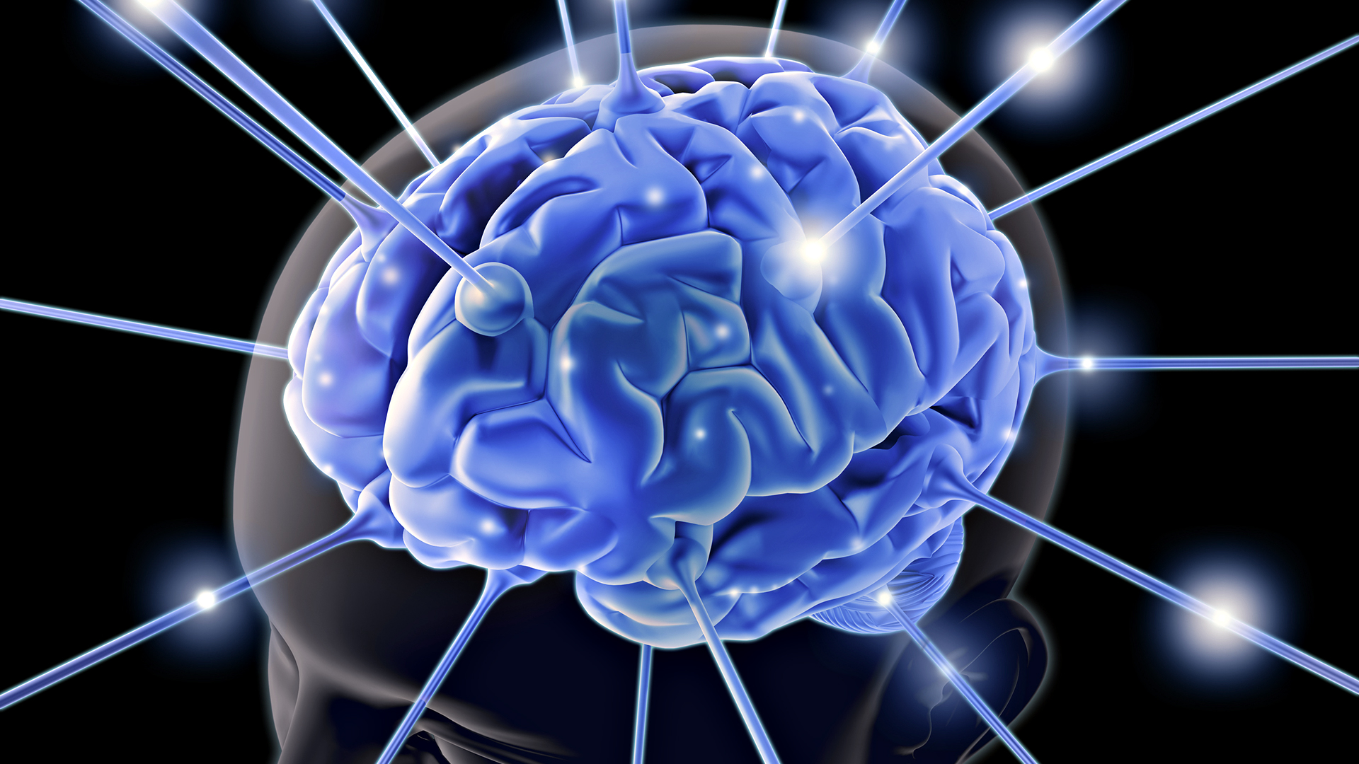 Image showing a brain with electrical pulses.